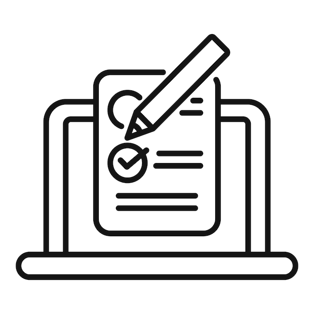 online survey being filled out on laptop with checkmark and pencil