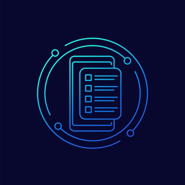 online survey form in smartphone icon linear design