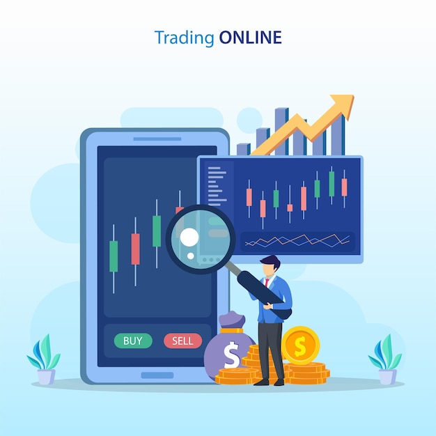 online trading concept Forex trading strategy Investing in Stocks Flat vector template