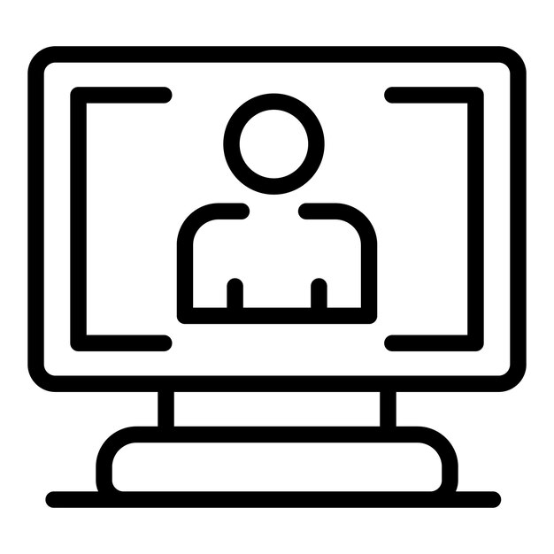 Online video chat icon Outline online video chat vector icon for web design isolated on white background