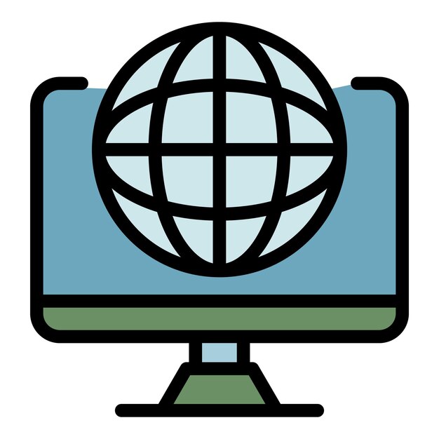 Online web education icon Outline online web education vector icon color flat isolated