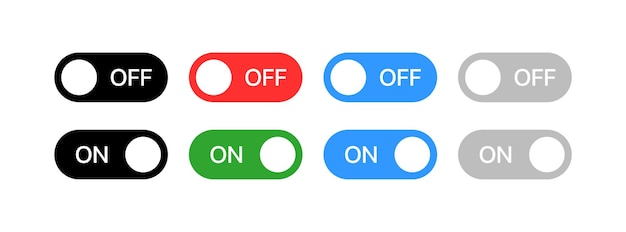 onoff sliders icons set flat color on button off button onff sliders icons vector icons