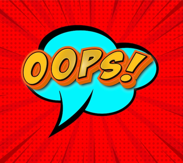 Oops pop art comic style background