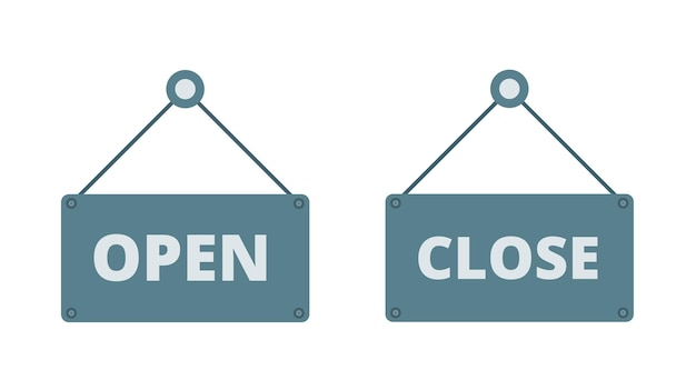 Open and close signs. Vector icon illustration