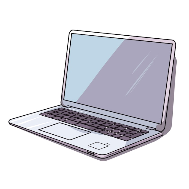 Open laptop with blank screen isolated on white background vector illustration