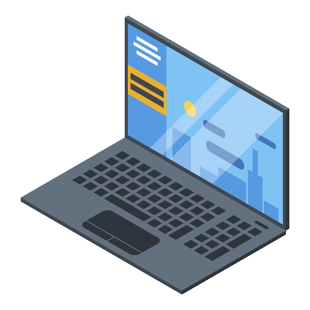 open notebook pc icon isometric of open notebook pc vector icon for web design isolated on white background