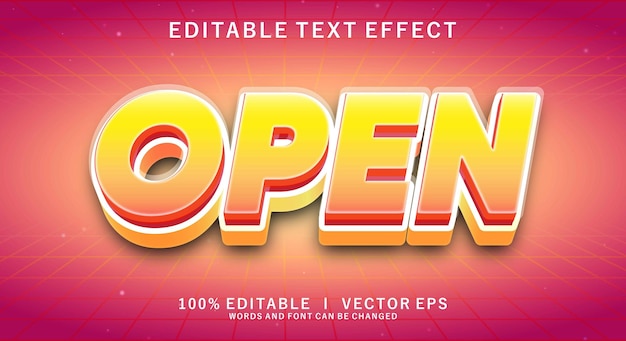open vector text effect with modern style design