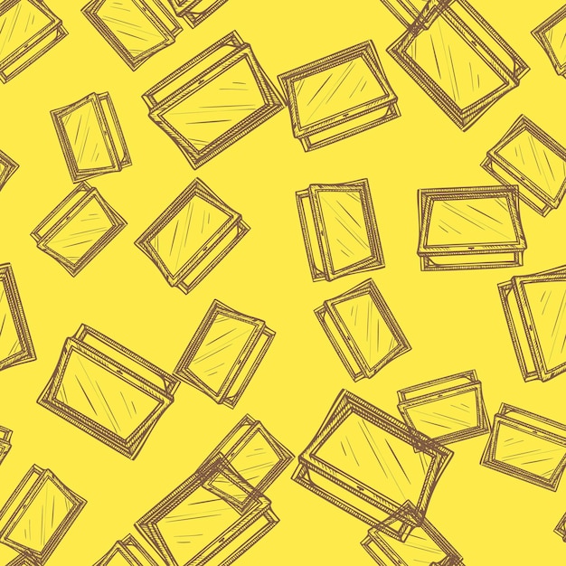 Opened window lean forward seamless pattern Retro element inside wall in hand drawn style