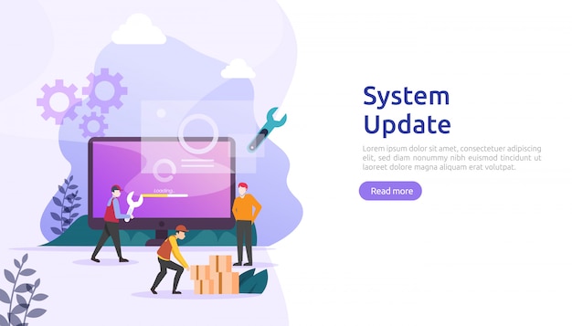 operation system update progress concept. data synchronize process and installation program.