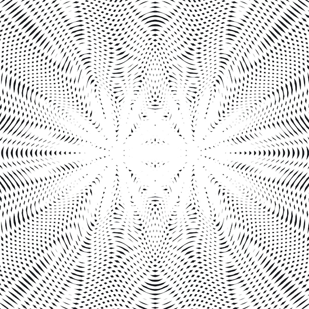 optical background with monochrome geometric lines. moire pattern, trance effect.
