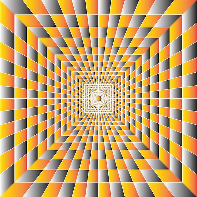 Optical illusion circular pattern of many pyramids