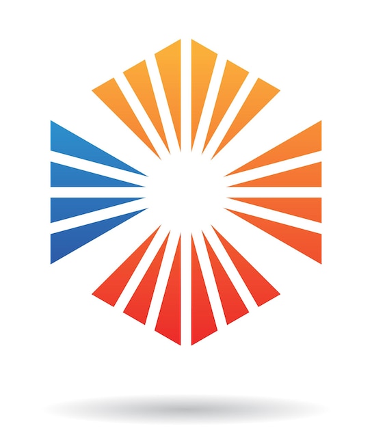 Orange and Blue Triangular Shapes Forming a Hexagon Abstract Logo Icon
