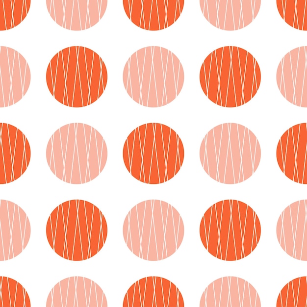 Orange and pink striped circles seamless pattern.