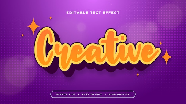 orange and purple violet creative 3d editable text effect font style
