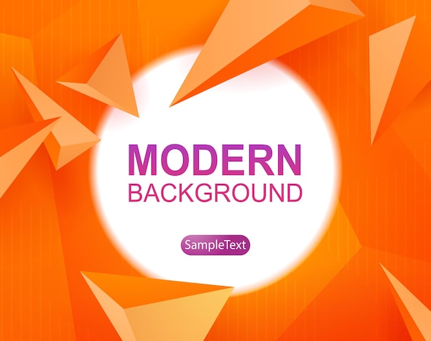 Orange composition with gradient set of yellow triangles round white frame