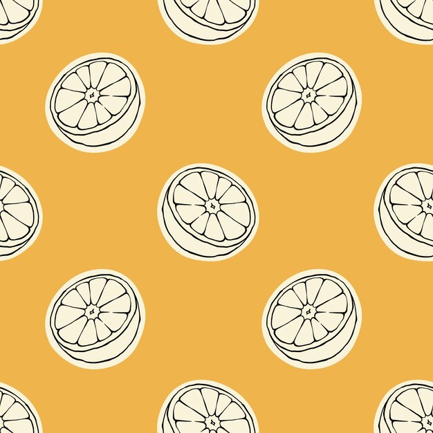 orange halves seamless pattern on orange background minimalistic summer citrus fruit design