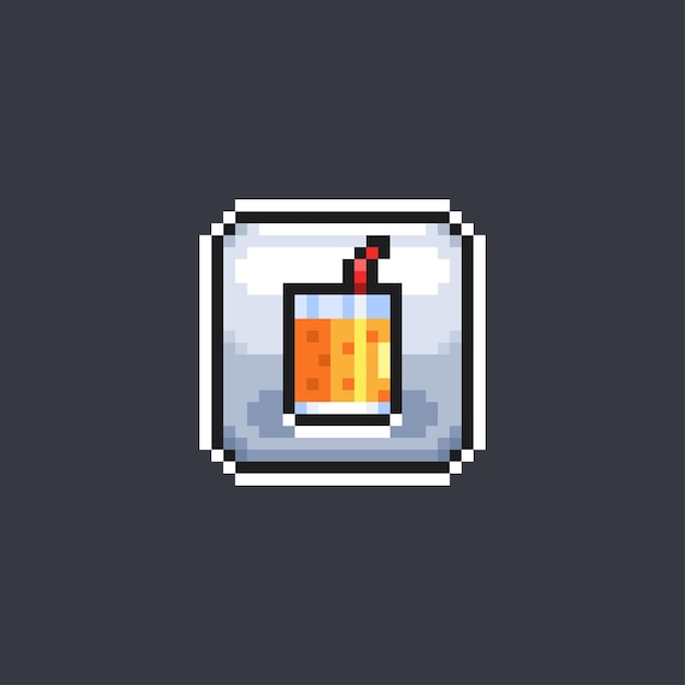 orange juice glass sign in pixel art style