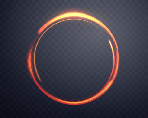 Orange magic ring with glowing Neon realistic energy flare halo ring Abstract light effect