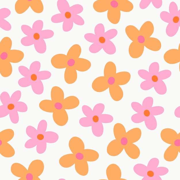 Orange Pink Floral Pattern Spring Floral Background Pink Flowers Seamless Pattern