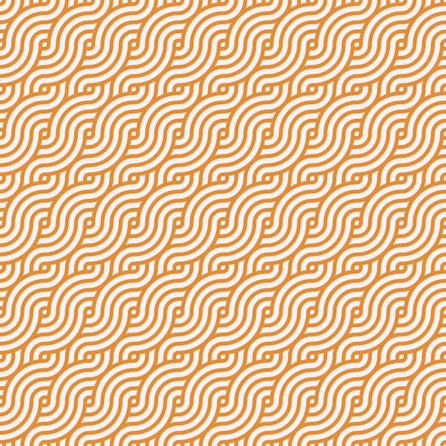 Orange seamless geometric japanese circles swirls and waves pattern