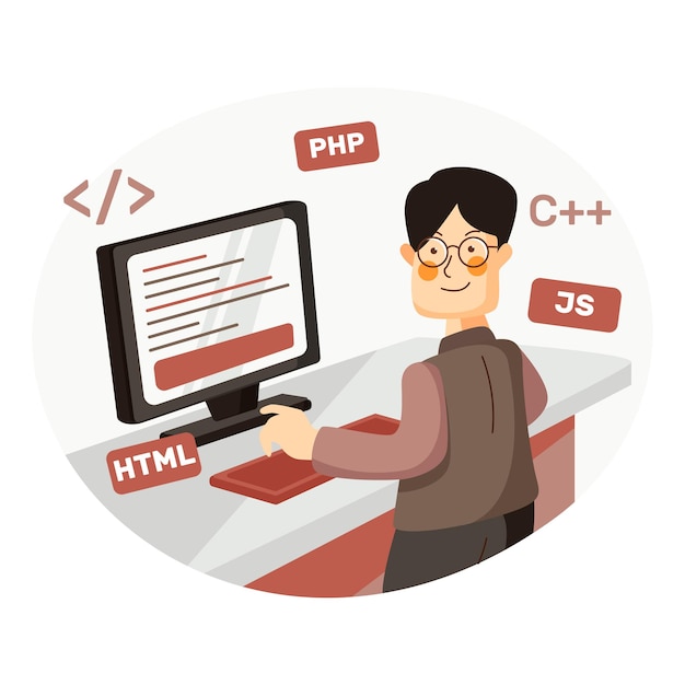 organic flat computer programming illustration
