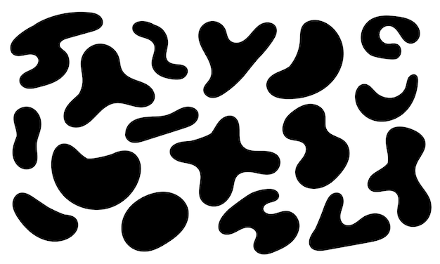 Organic random spot Organic irregular shapes stone or black blobs Abstract pebble silhouettes