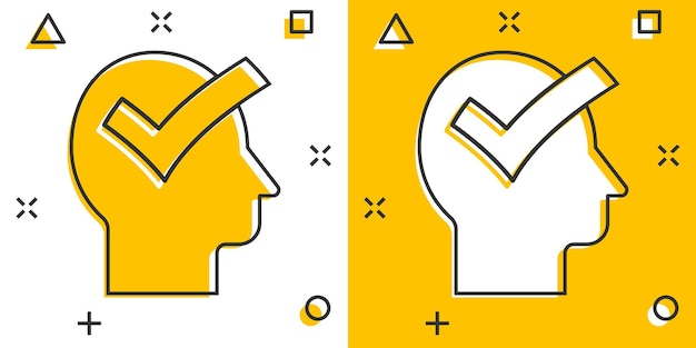 Organization management icon in comic style People with check mark cartoon vector illustration on white isolated background Businessman splash effect business concept
