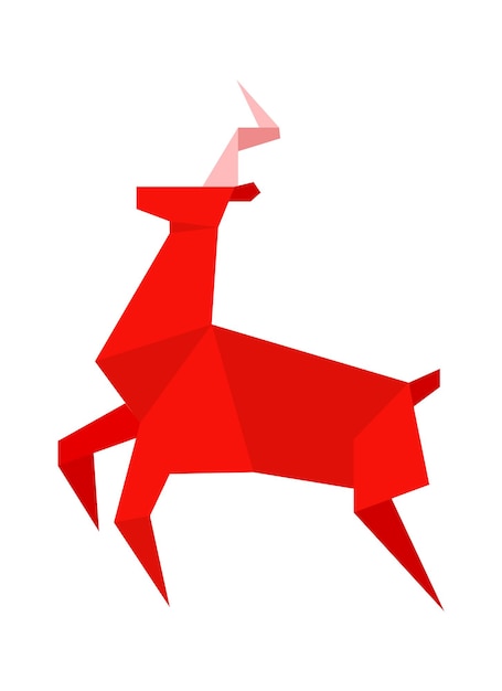origami deer animal childish craft vector illustration