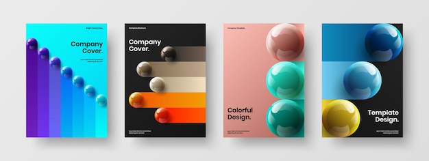Original 3D balls leaflet layout set