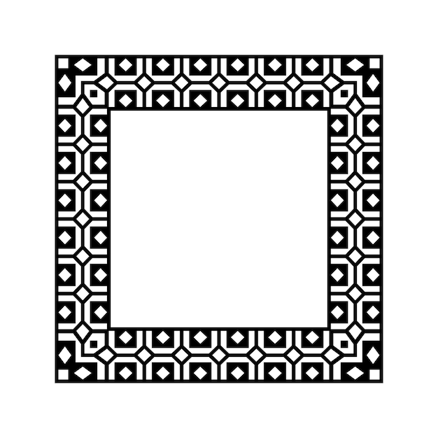ornamental geometric square border pattern design with symmetrical shapes
