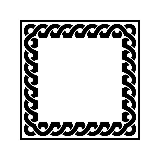 Ornamental Geometric Square Border Pattern Design with Symmetrical Shapes