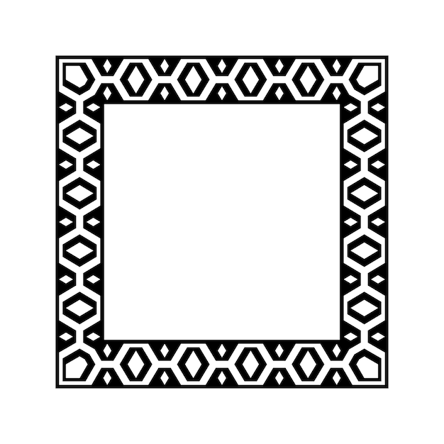 ornamental geometric square border pattern design with symmetrical shapes