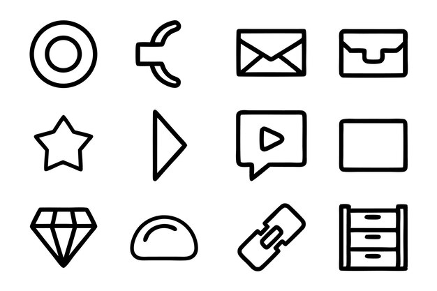 Outline icon set vector graphic design elements collection