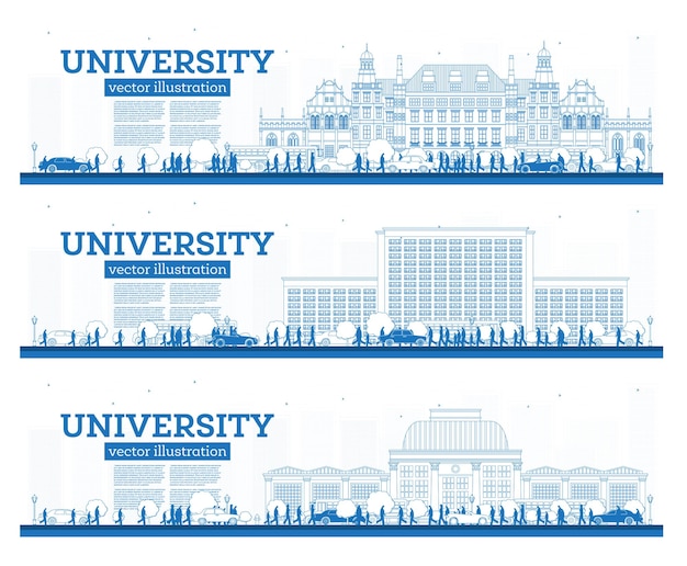 outline university campus set study banners