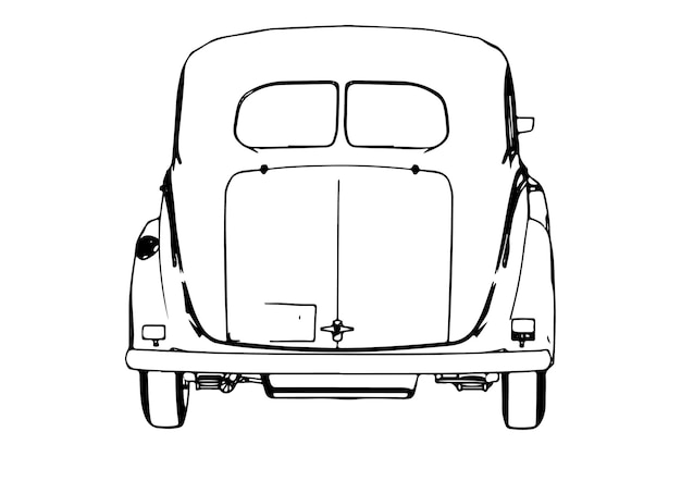 Outline vintage car on white background vector