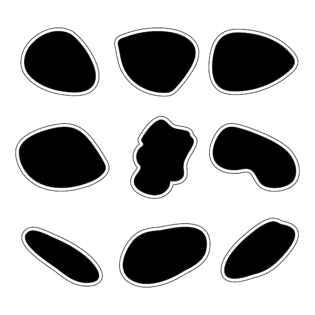outlined and filled geometric fluid black and white shapes vector illustration