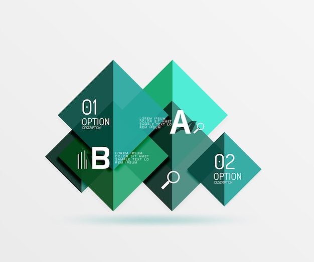 Overlapping square infographics Vector template background for workflow layout diagram number options or web design