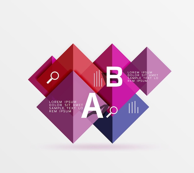 Overlapping square infographics Vector template background for workflow layout diagram number options or web design