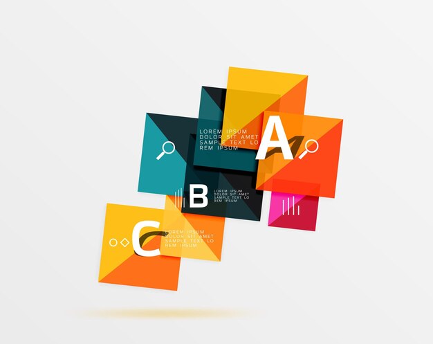 Overlapping square infographics Vector template background for workflow layout diagram number options or web design