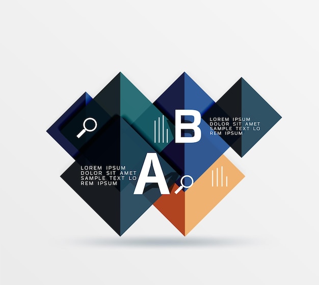 Overlapping square infographics Vector template background for workflow layout diagram number options or web design