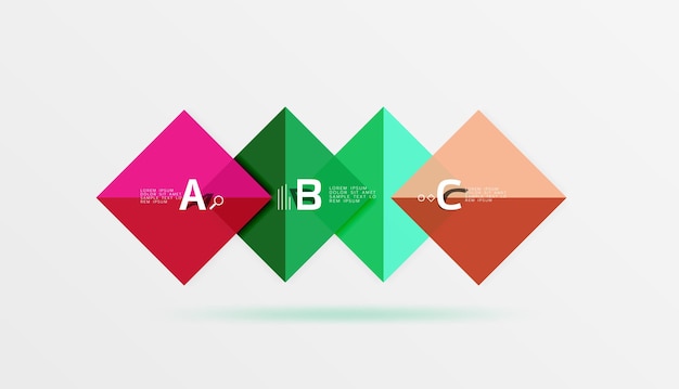 Overlapping square infographics Vector template background for workflow layout diagram number options or web design