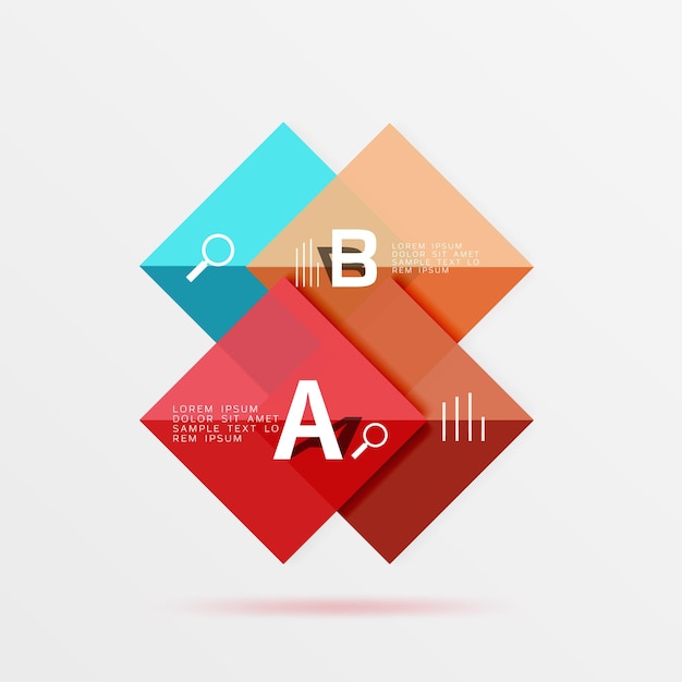 Overlapping square infographics Vector template background for workflow layout diagram number options or web design