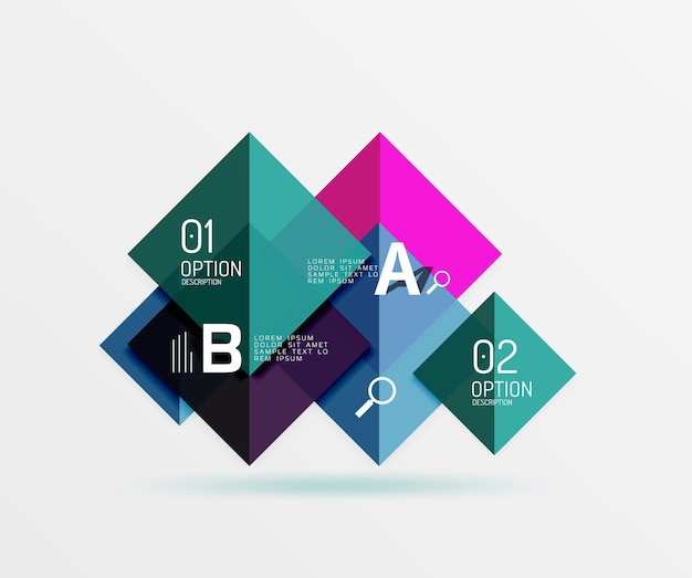 overlapping square infographics vector template background for workflow layout diagram number options or web design