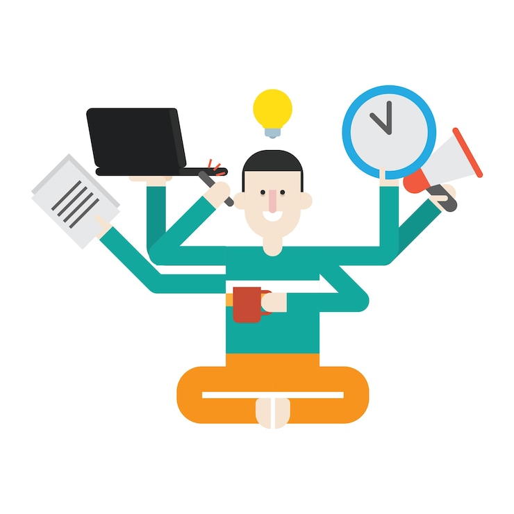 Vector overtime work cartoon character concept illustration