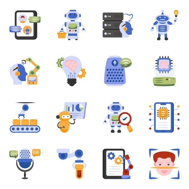 Pack of Ai and Technology Flat Icons