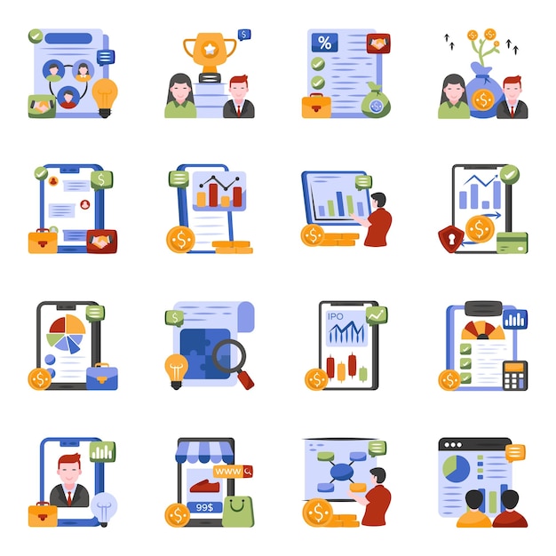 Pack of Business and Management Flat Icons