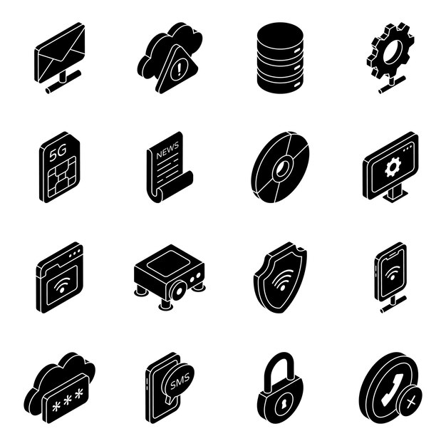 Pack of Cloud Hosting glyph Icons