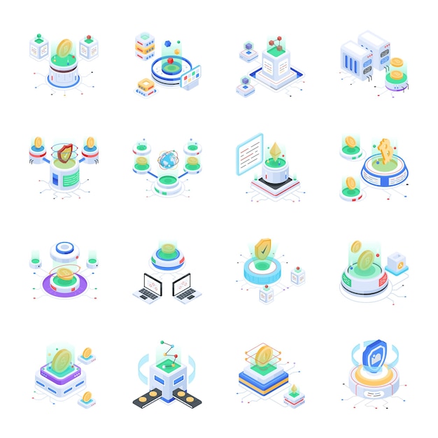 Pack of Crypto Isometric Icons