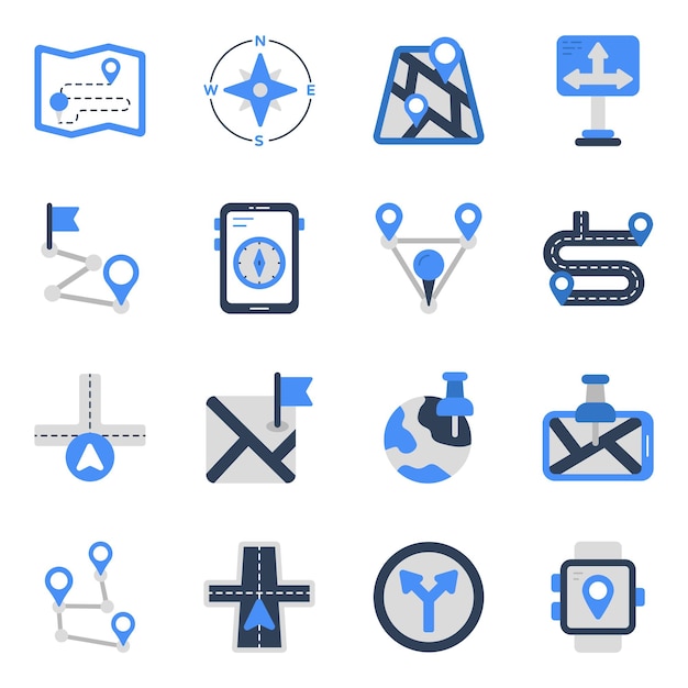 Pack of Geolocation Flat Icons