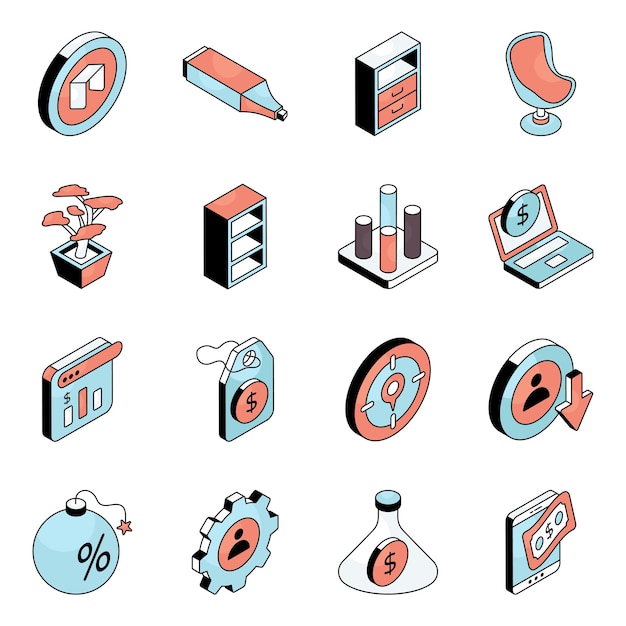 Pack of Office Accessories Flat Icon